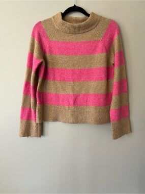 John + Jenn Pink and Tan Striped Sweater